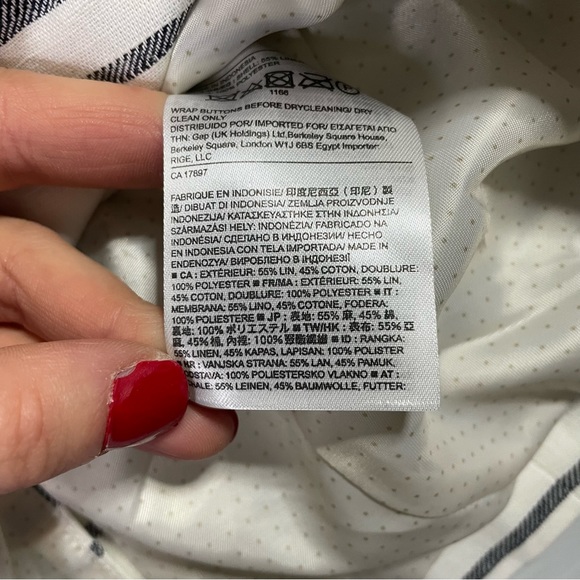 Banana Republic Factory White Blue Striped Business Casual Blazer Suit Jacket 0 - Picture 6 of 7